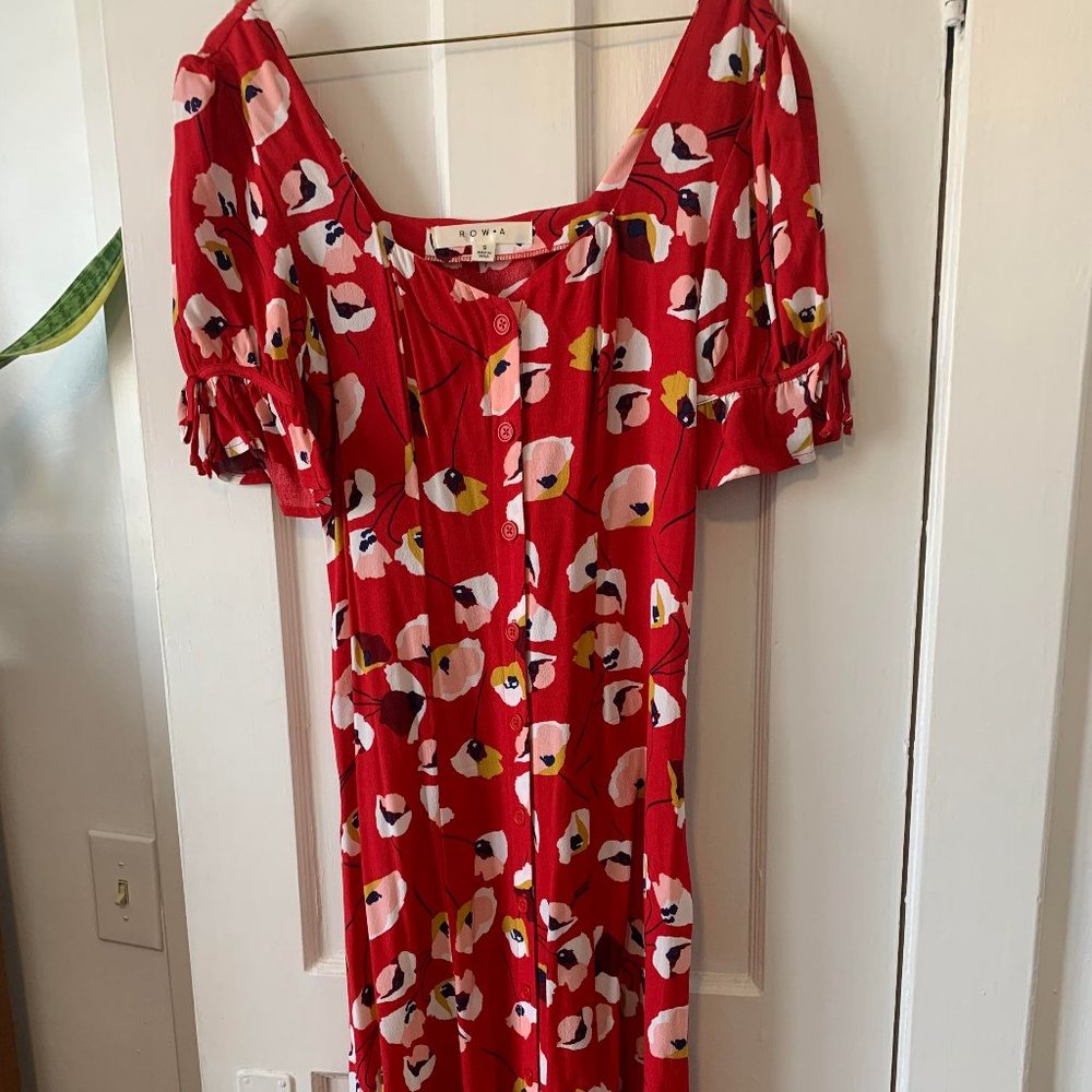 Row A Red Floral Midi Dress